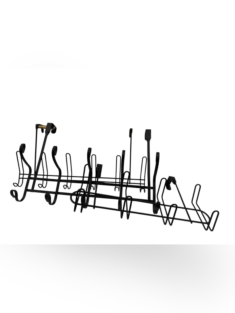 Black Metal Over-the-Door Hook Rack Trio ~ Sleek Over the Door Organizer